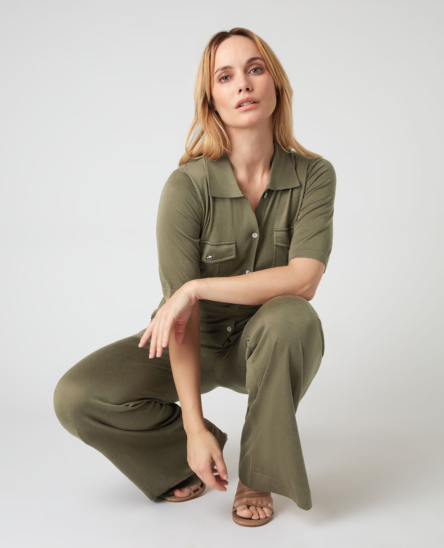 Women's Safari Jumpsuit Khaki Green N.Peal