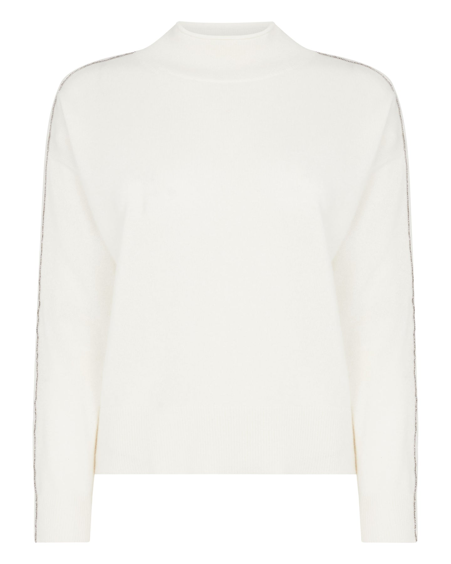 N.Peal Women's Metal Trim Crop Cashmere Jumper New Ivory White