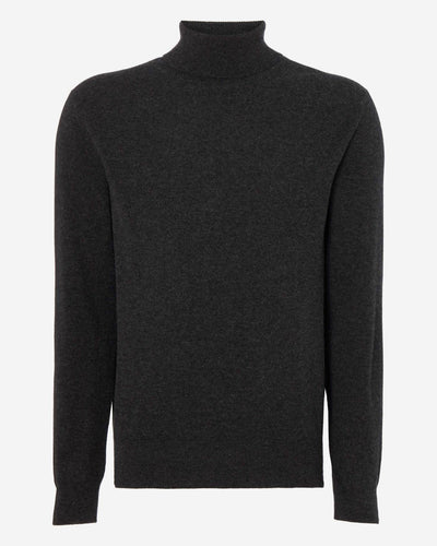 N.Peal Men's The Trafalgar Polo Neck Cashmere Jumper Dark Charcoal Grey