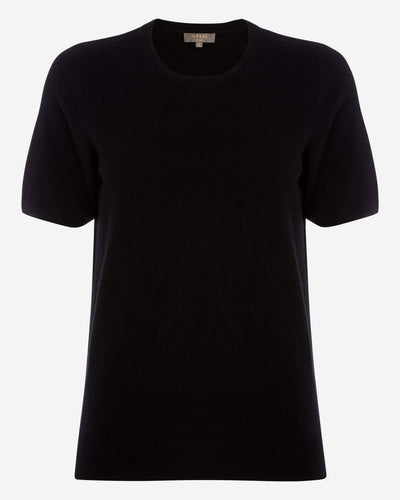 N.Peal Women's Round Neck Cashmere T Shirt Black