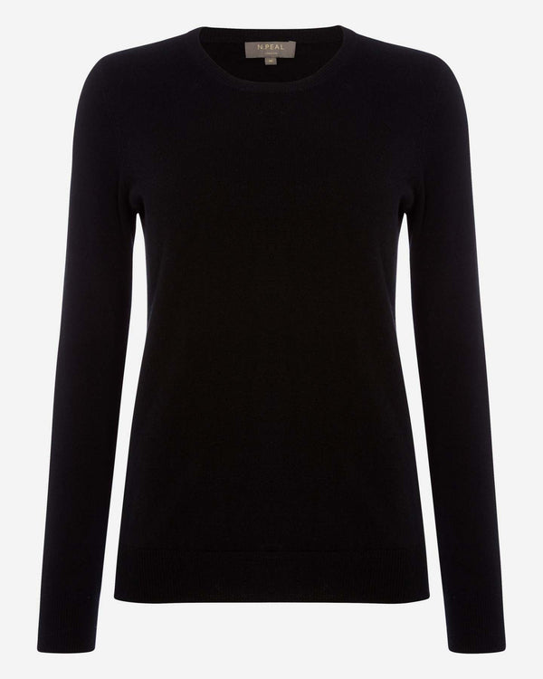 N.Peal Women's Round Neck Cashmere Jumper Black