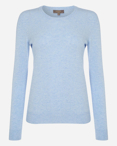 N.Peal Women's Round Neck Cashmere Jumper Cornflower Blue