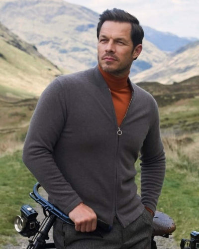 N.Peal 007 Cotton Cashmere Mock Turtle Neck Jumper Orange
