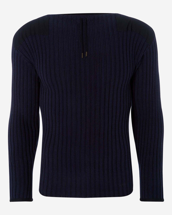 N.Peal 007 Ribbed Army Sweater Navy Blue