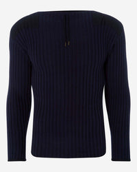 N.Peal 007 Ribbed Army Sweater Navy Blue